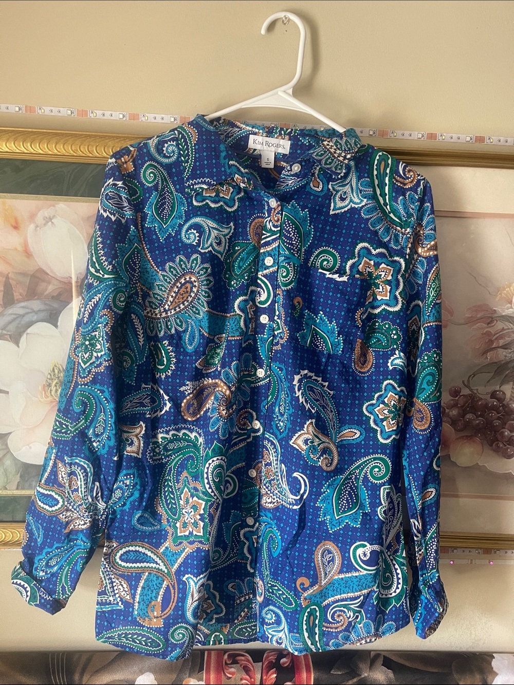 Kim Rogers Blue Paisley Button-Up Shirt
